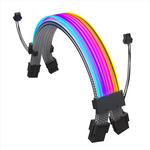 Câble D'extension d'alimentation RGB Adressable, Câble D'extension ATX RGB 8 Broches, pour Connecteur de Carte Mère PC, Double en-tête ARGB