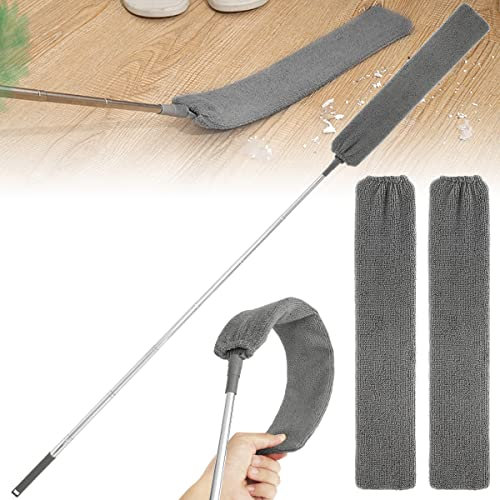 Retractable Gap Dust Cleaner Under Appliance Microfiber Duster Dust Brush Flexible Long Handle Flat Gap Duster with Extension Pole Cloth Cover for Sofa Bed Furniture Bottom Ceiling Fan Blinds