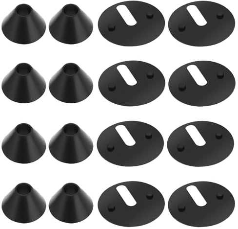 ECSiNG 16-teiliges WC Scharnier Grundplatten Unterlegscheiben Set für WC Sitz Scharnierbeschlag Ersatzgummischeiben rutschfeste 40 mm Unterlegscheiben M8 konische Unterlegscheibe schwarz