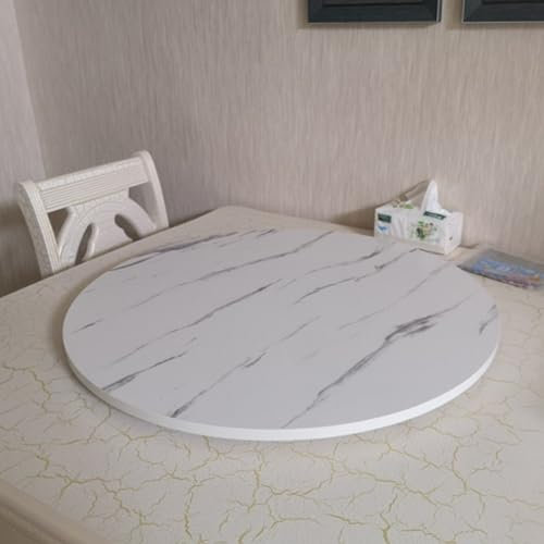 Grand Plateau Tournant Assiette De Service Pour La Table À Manger, Motif En Marbre, Plateau De Service En Bois, Plat Rotatif Rond En Bois, 360° Plateau Rotatif D'affichage Elegant(White,50cm/20in)