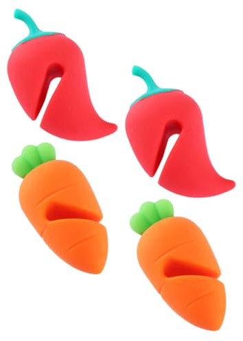 VINTORKY Silicone Lid Lifters Pot Lid Holders Carrot and Chili Shaped Overflow Preventing Gadget for Cooking 4pcs Set