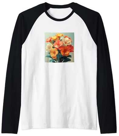 Bouquet de cyclamen - Couleurs pastel - Motif floral Manche Raglan