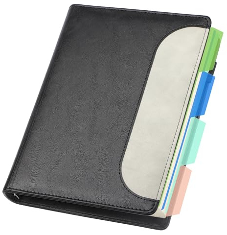 Yarotm Notizbuch A5 Liniert - Ringordner A5 Notebook Schwarz - 240 Seiten/120 Blatt Loseblatt Ringblock Leder PU - 100GSM 14x21cm Liniert 7mm Papier Tagebuch - Ringbuch Nachfüllbar Notizheft