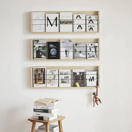 GLFNB 3 Holz-Zeitschriften- und Zeitungsständer an der Wand, Rechnungsdokumentenhalter-Display für Wohnzimmer-Wartezimmer, montierte Aufbewahrungskörbe für Fernbedienungen, Postkarten, Rezepte (FA
