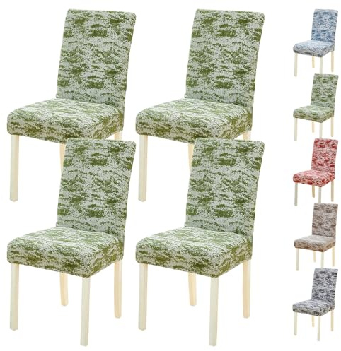 XCLOOZGL Funda Silla Elástica De Chenilla Fundas para Sillas 2/4 Piezas Fundas Sillas De Comedor Grueso Y Duradero Cubiertas De Silla Cubre Sillas Lavables Chair Cover para Cocina Banquetes,B,4 Pcs