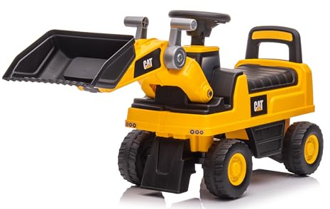 Primi Passi Escavatore Cavalcabile con Braccio Girevole per Bambini 1 3 Anni Schienale Ergonomico Clacson Pala Mobile Vano Portaoggetti e Dispositivo Antiribaltamento (Ruspa Giallo)
