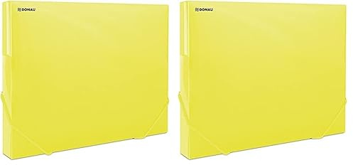 DONAU 8545002PL-11 Sammelbox Dokumentenbox Heft-Box mit Eckspanner Gummis, aus Kunststoff/PP 700μm Gelb-Transparent für DIN A4| Rückenbreite 30mm| Zusammenklappbare Seitenflügel| für Büro und Schule