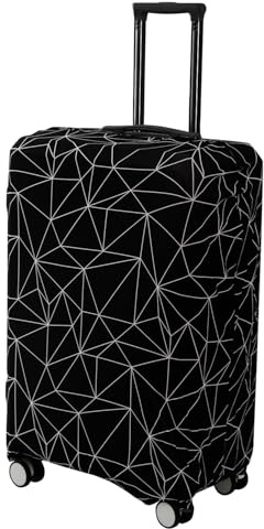 HOKIPO 180 gsm hållbara och tvättbara resväska överdrag för resväska (PRNT-5183), Svart geometrisk abstrakt, M, Modern