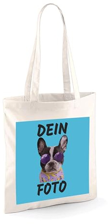 NIMAMA Tragetasche Jutebeutel Bedrucken Lassen - Mit Wunschfoto personalisiert - Einkaufstasche als Geschenk für Damen und Herren selbst gestalten