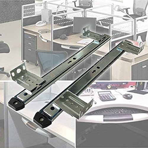 2 Stück Tastaturschubladenführungen, robuste Metallschienen mit Kugellagern – Tastaturablageführungen für unter den Schreibtisch mit höhenverstellbarer Halterung, hängende Installation (Farb