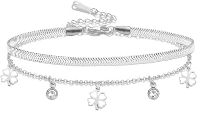 VASSAGO Pulsera de trébol de acero inoxidable para mujer, pulsera de trébol de cuatro hojas, pulseras de trébol de eslabones de la suerte, joyería de moda para mujer, talla única, Acero inoxidable, No