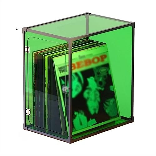 CD-hållare Förvaringslåda for vinylskivor, förvaringsväska for LP-skivor med ram av aluminiumlegering, organisk glasomslag for skivförvaringslåda, lätt att installera CD-lagringsställ(Green)