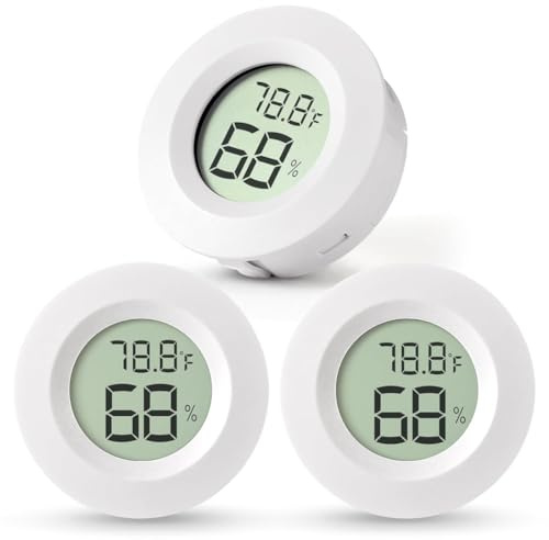 Agmoctz 3-Pack Mini Hygrometer & Thermometer, Indoor Outdoor Digital Humidity Meter Gauge Temperature