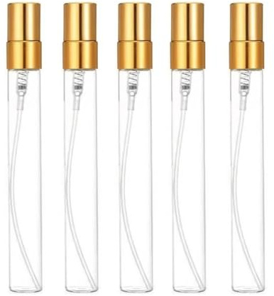 20PCS Mini bouteilles de pulvérisation verre clair atomisateur de parfum de brouillard fin rechargeable conteneur portable avec couvercles d'or pour le nettoyage, huiles essentielles, voyage (10ml)