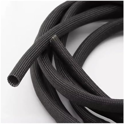 YINLUCK Gaine Tressée en Fibre De Verre Noire 2 M (diamètre 1-30 Mm) – Haute Température 600 °C, Gaine Isolante for Câble, Protection De Fil – 1 Pièce(4mm)