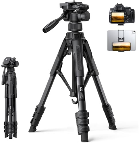 Lamicall Camera Tripod - 17.6LBS Max Load Tripod for Camera with Rapid Leg Deployment Phone Tripods for Video Recording Photo Vlog, 67 Camera Stand with Phone Holder & Carry Bag for DSLR iPhone GoPro