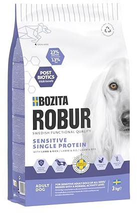 Bozita ROBUR Adult Sensitive Single Protein Lamm 3 kg hundmat torrfoder med hög acceptans, postbiotika och endast lamm som källa till animaliskt protein