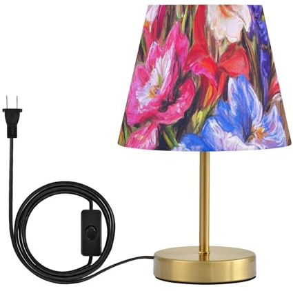 KLL Rose Gladiolus Brown Table Lamp 3 Lighting Modes Minimalist Night Lamp with Stylish Shade for Home Office Restaurant, Bulb Included