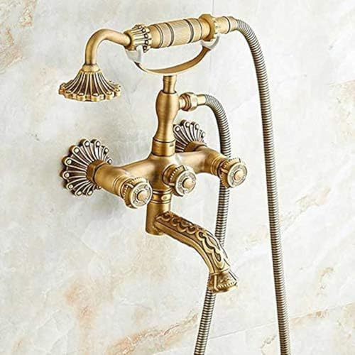 Rubinetto per Vasca da Bagno Antico per Montaggio sul Ponte, Rubinetto per Vasca da Bagno A Doppia Maniglia con Doccia A Telefono, Rubinetto per Vasca E Doccia, Miscelatore per Bagno in Ott