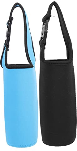 BIUDECO 2 pièces Housse de Bouteille Multifonction Résistante Chaleur Protège Gourde Isolante Lot de Noir et pour Sport et Voyage