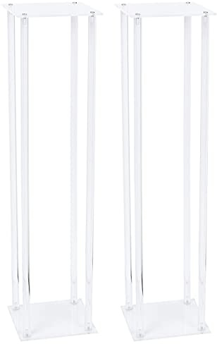 2 Stück Hochzeit Blumenständer 80cm-Hoch Transparent Acryl-Hochzeitsdekoration 20cm-Breit für Tische Blumenstrauß Vase Säulen Blumenvase Rechteckig Bodenvase mit Acrylplatte für Hochzeit Party