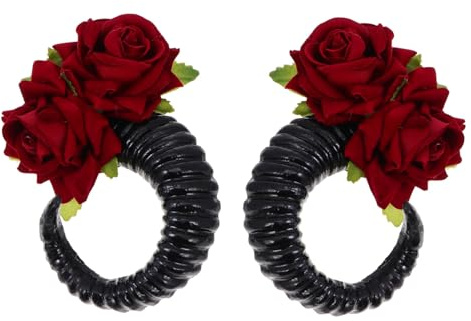 FONDOTIN Sheep's Horn Rose Headband Decorative Festival Hair Band Halloween Headband Gothic Hairband for Photo Props Headdress