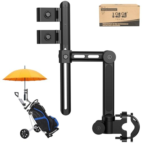10L0L Heavy Duty Golf Push Cart Umbrella Holder - 180° Adjustable Aluminum Base for Golf Carts, Strollers, Wheelchairs & Bikes | Universal Mounting Design