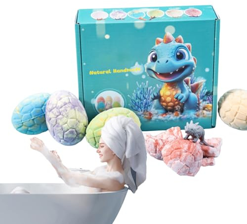 Sfera di sale da doccia, con uova di dinosauro, detergente per il corpo per bambini e ragazzi, divertenti palline da bagno con bolle gassate, strumento per la pulizia delicata, accessorio da bagno per