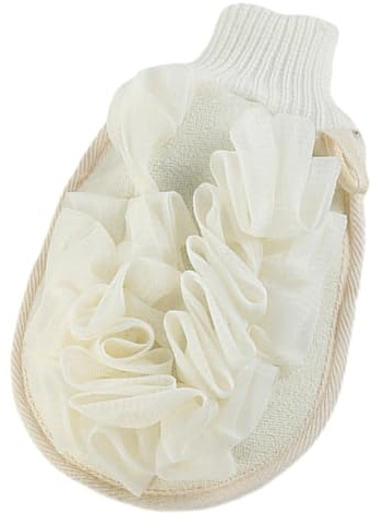 SHOWERORO Dual-sided Flax Exfoliating Gloves for Shower and Bath, Soft and Gentle Bath Mittens for Massages and Skin Cleansing, Sturdy Peeling Glove Scrub for Body Care