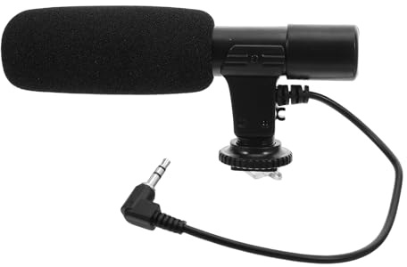 KONTONTY Micrófono para Cámara de Vídeo Profesional Ángulo de 90/120, Compatible Teléfono y Cámara, Material Abs, Larga Duración de Batería para Entrevistas