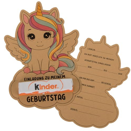 COMOOKA 15 Stück Einhorn Einladungskarten Kindergeburtstag Mädchen 16x11cm DIY Einladung Einhorn Kraftpapier Geburtstag Geburtstagseinladungen für Kinder Junge Mädchen Party