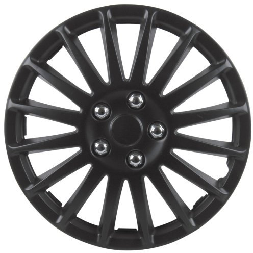 cartrend Radkappen Suzuka, 15 Zoll, für alle gängigen Stahlfelgen, aus Spezial-ABS-Qualitätskunststoff, schlagfest, zweischichtige Metallic-Lackierung, überlackierbar, schwarz, 4 Stück