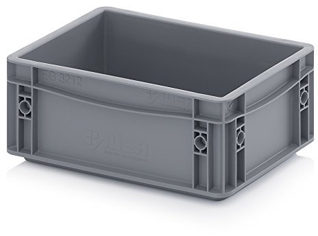 Contenitore di euro, 30 x 20 x 12 cm, colore grigio, incluso metro pieghevole