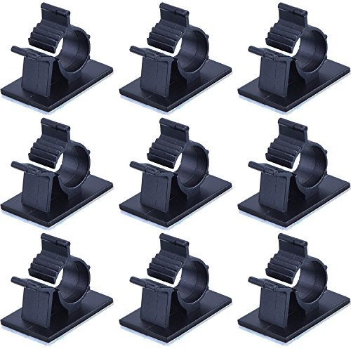 Adjustable Adhesive Nylon Wire Cable Clips Clamps – Black (Pack of 50)