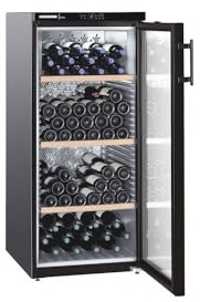Cave de vieillissement Liebherr WKB3212 - Cave de vieillissement- Capacité : 164 bouteilles - Air brassé - humide - Noir - Porte Vitrée - 3 clayettes Bois - classe A