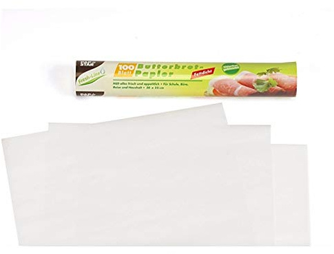 Papstar 14300, 100 sheets of Greaseproof paper, sandwich bag, 25 x 30 centimeter, white
