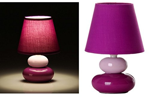 dcasa Lámpara para mesita de noche moderna morado de cerámica
