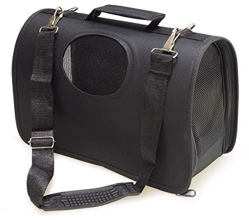 ARQUIVET Bolsa Transportín Negro para pequeñas Mascotas - Talla S: 37 x 23 x 14 cm - Perros Adultos, Cachorros, Gatos y Otros - Mochila con Rejilla de ventilación para Perros y Gatos