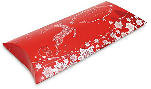 10er Pack Weihnachtsverpackung Geschenkbox Geschenkschachtel Weihnachten rot, ca. 21,5 x 11,5 x 3 cm, Geschenkverpackung, Kissenverpackung
