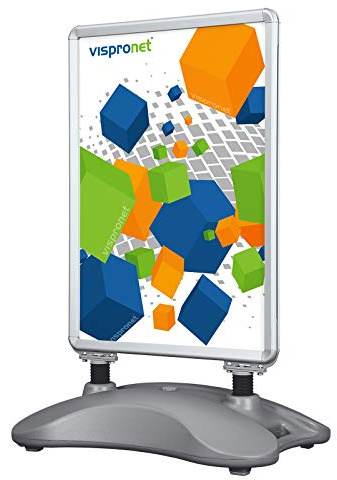 Vispronet Plakatständer DIN A1, Kundenstopper, Werbetafel, Gehwegaufsteller Outdoor 1 (mit Wasserfuß und Stahlfedern)