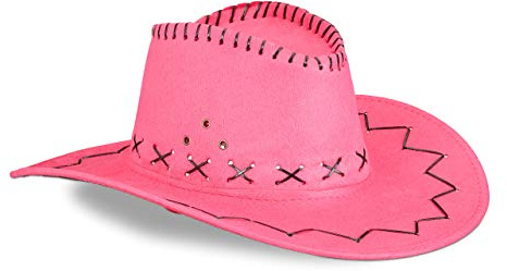 Relaxdays, pink Cowboyhut Fasching, Westernhut, für Erwachsene, im Westernstyle, Karneval, mit Kopfband, Faschingshut, 10024992_52, Rosa