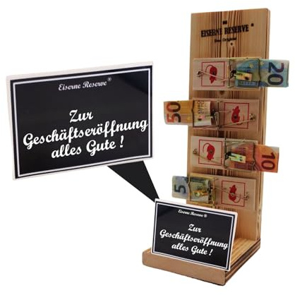Genial-Anders Geschenke zur Geschäftseröffnung Glückwünsche zur Eröffnung Eiserne Reserve Mausefalle Geldgeschenk Text s/w Zur Geschäftseröffnung alles Gute