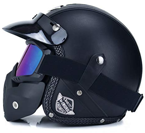 Retro Motorcycle Helmet Capacetes Pu Leather Open Face 3/4 Chopper Bicycle Helmet Dot Jet Helmet Helmet Hat