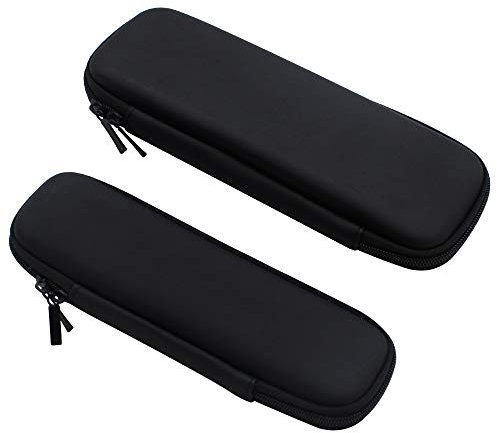 NewZC Eva Federmäppchen Stift Etui Schwarz - 2 Stück Stoßfeste Stifttasche Wasserdicht Stiftemappe Schule Büro Kleine Schmal Federtasche mit 2 Fächern für Mädchen Jungen Erwachsene - Zwei Größen