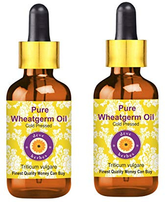 Deve Herbes Pure Huile de Germe de blé (Triticum vulgare) avec compte-gouttes en verre Pressé à Froid qualité thérapeutique naturelle (Paquet de Deux) 100ml X 2 (6,76 oz)