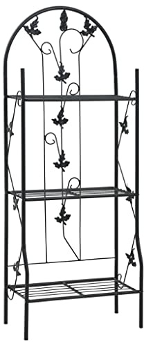 vidaXL Pflanzenregal 3-stufig Blumenregal Blumenständer Pflanzregal Pflanzentreppe Blumentreppe Pflanzenständer Schwarz 52x28x128cm Eisen