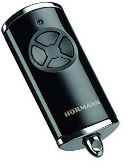 Hörmann HSE 4 BS Hand Transmitter (868 MHz Frequency, Garage Door Operator with Chrome Caps, Batteries, 28 x 70 x 14 mm Dimensions, incl. Keyring) 4511561 Glossy Black