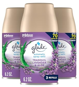 Glade Automatic Spray Refill, Air Freshener for Home and Bathroom, Tranquil Lavender & Aloe, 6.2 Oz, 3 Count