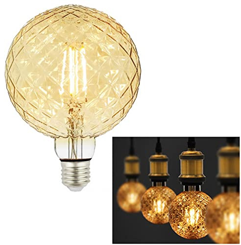Planetitaly Lampadina decorativa LED 4W E27 2500K resa 35W lampada vetro globo sfaccettata luce vintage taverne pub locali (Globo 4W)