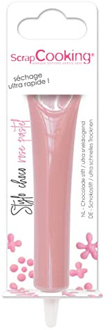 ScrapCooking - Stylo Choco Rose Pastel - Crayon Alimentaire Pâtisserie 25 g - Stylo Décoratif Comestible - Écrire & Dessiner sur Desserts, Gâteaux & Biscuits Anniversaire Pâques - 6806